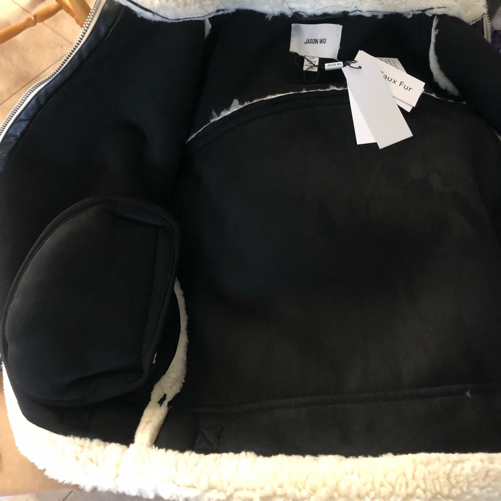 NWT Jason Wu Cream Teddy Jacket with Black Accents - Picture 9 of 9
